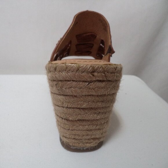 Born Pinal brown Leather wedge espadrille platform sandals slides Size Sz 40.5 9 - Picture 8 of 11